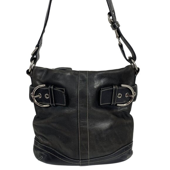 Y2K COACH 1452 Soho Black Leather Convertible Buckle Crossbody Shoulder Bag - Picture 1 of 16
